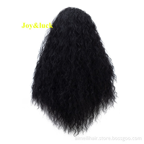 24inch Long Afro Kinky Curly Wig Black Color Fashion Synthetic Wigs for Women Hair Style